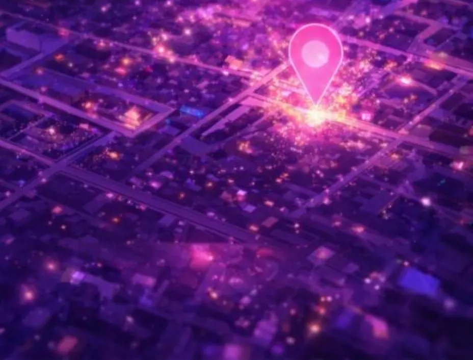 夜の街に灯る近くのお店のイメージ